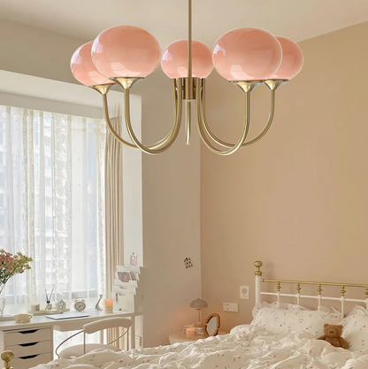 Pink Bubble Glass Chandelier