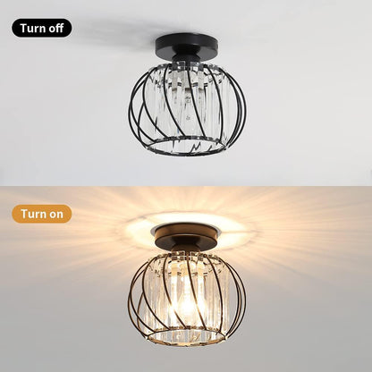 Black Ceiling Light with Glass Shade