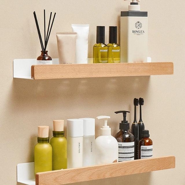 Selbstklebendes Massivholz-Badregal-Aster Selection