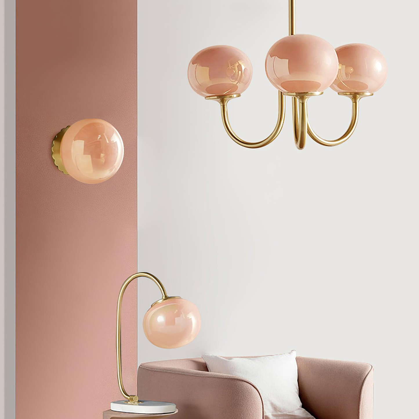 Pink Bubble Glass Chandelier