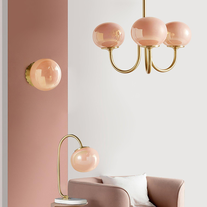 Pink Bubble Glass Chandelier