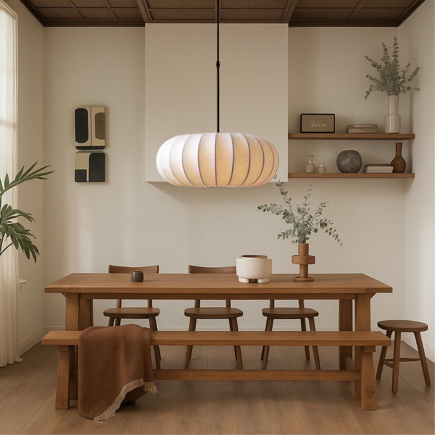Elegant silk pendant lamps