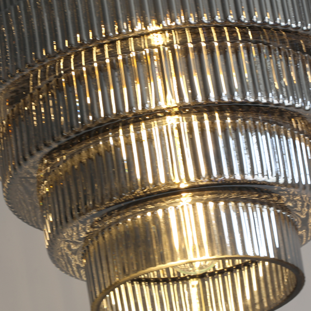 Antique Ribbed Brass Pendant Light