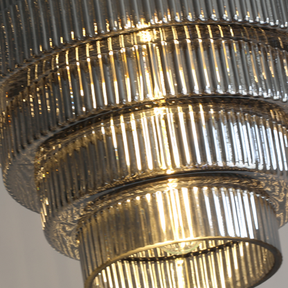 Antique Ribbed Brass Pendant Light