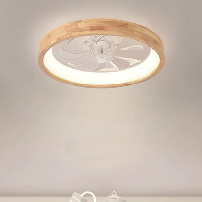Japanese Wood Flush Mount Ceiling Fan Light