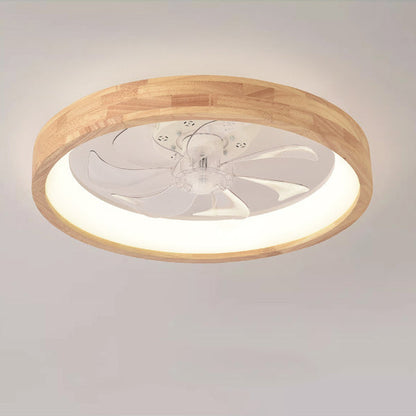Japanese Wood Flush Mount Ceiling Fan Light