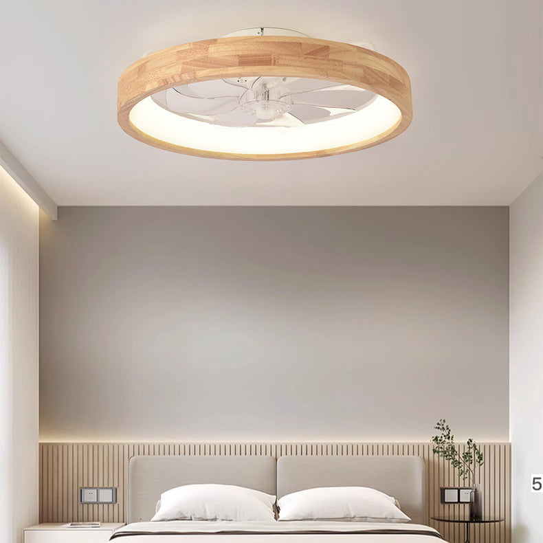Japanese Wood Flush Mount Ceiling Fan Light
