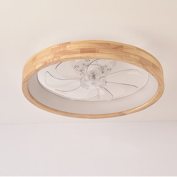 Japanese Wood Flush Mount Ceiling Fan Light