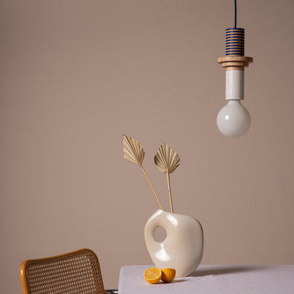 Opal Glass & Wood Pendant Light