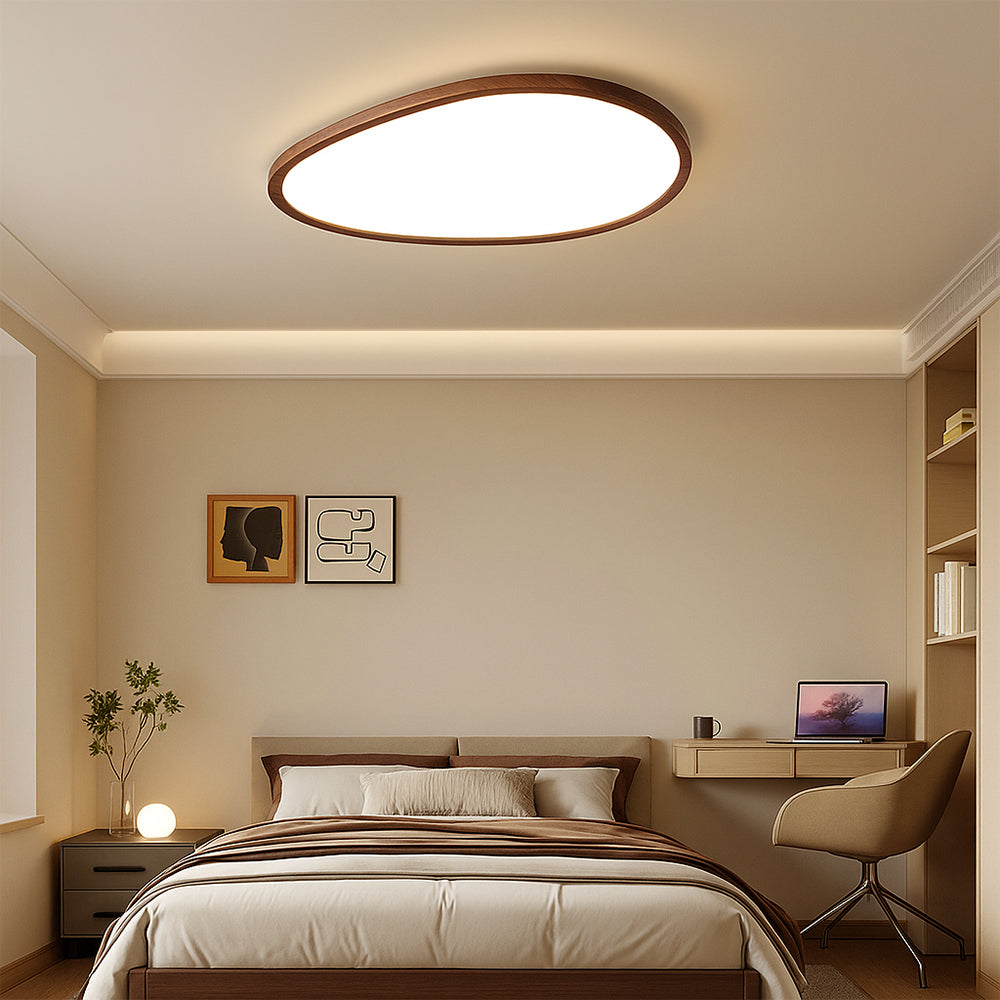 Ultra-flat ceiling light with wood look
