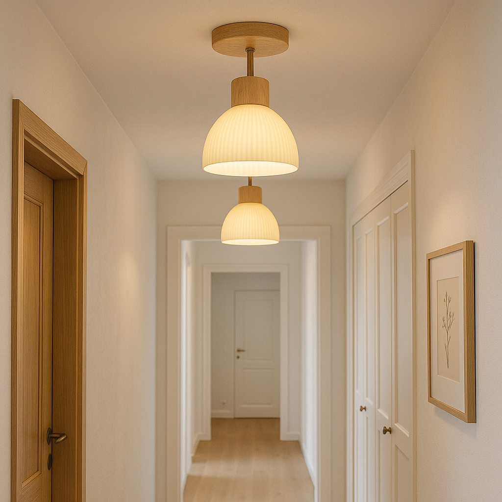 Natural wood ceiling light design
