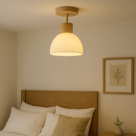 Natural wood ceiling light design