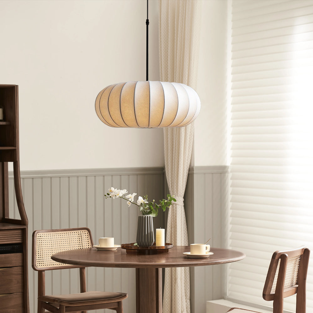 Elegant silk pendant lamps