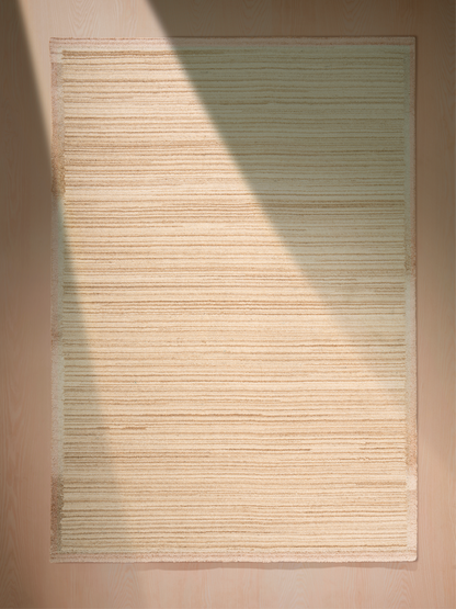 Timeless beige living room rug