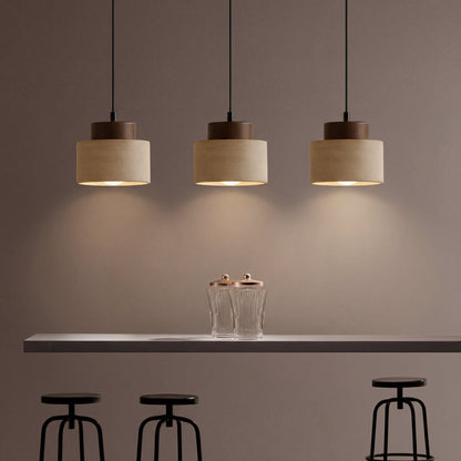 Natural pendant light made of travertine