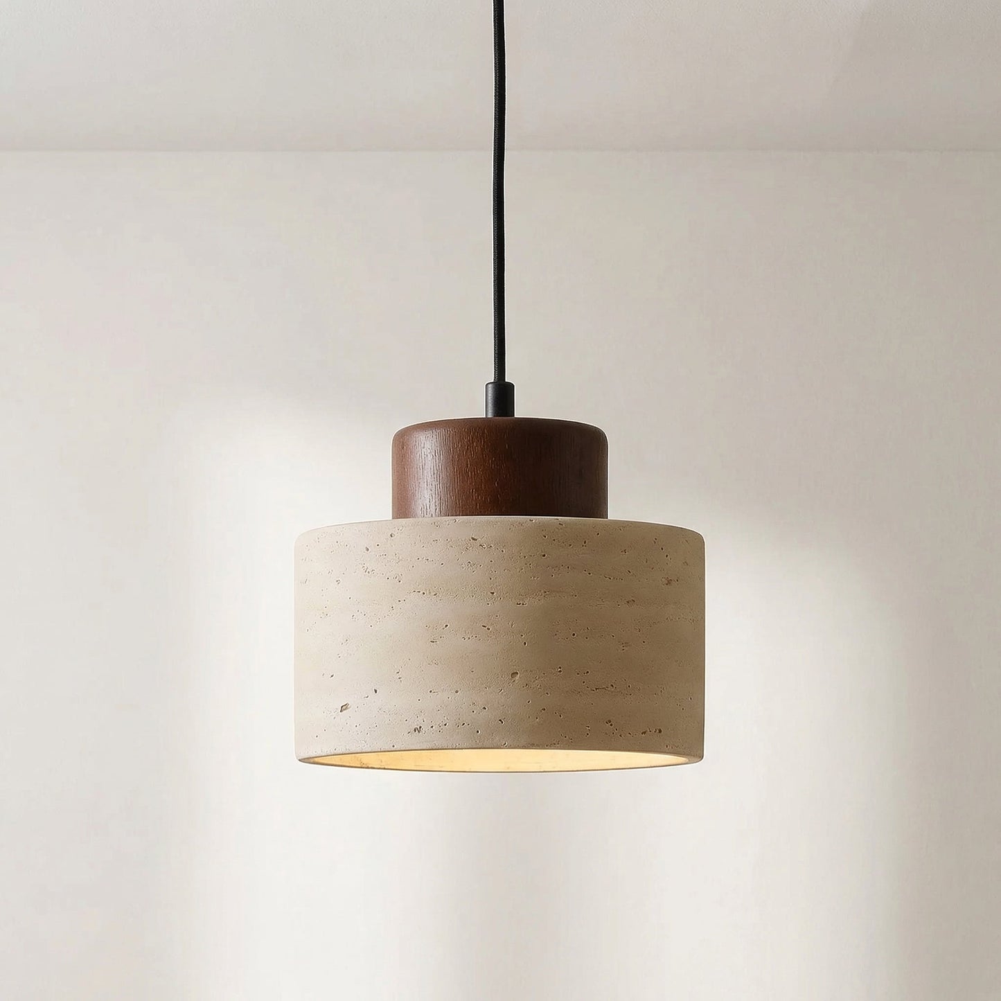 Natural pendant light made of travertine