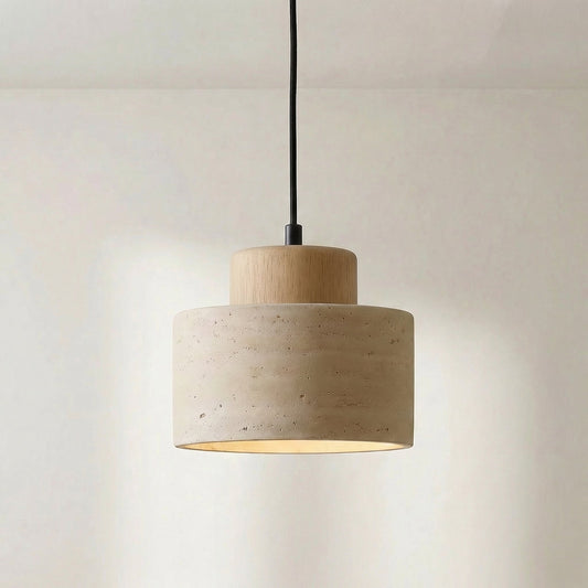 Natural pendant light made of travertine