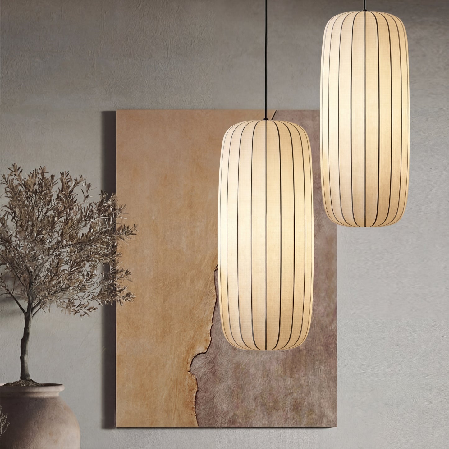 Elegant modern silk pendant lamp