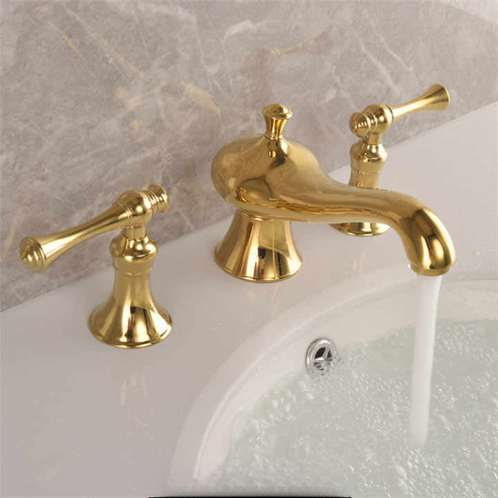 Antique Gold Three-Hole Basin Tap Set