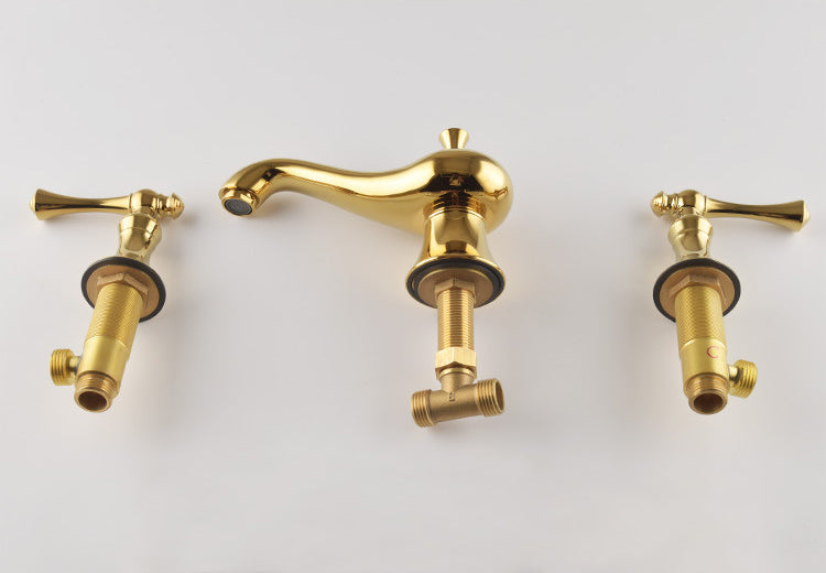 Antique Gold Three-Hole Basin Tap Set