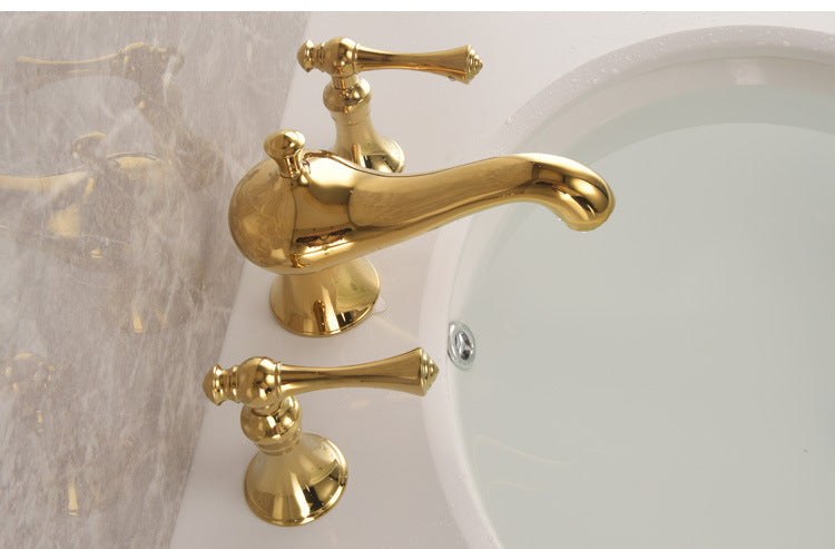 Antique Gold Three-Hole Basin Tap Set