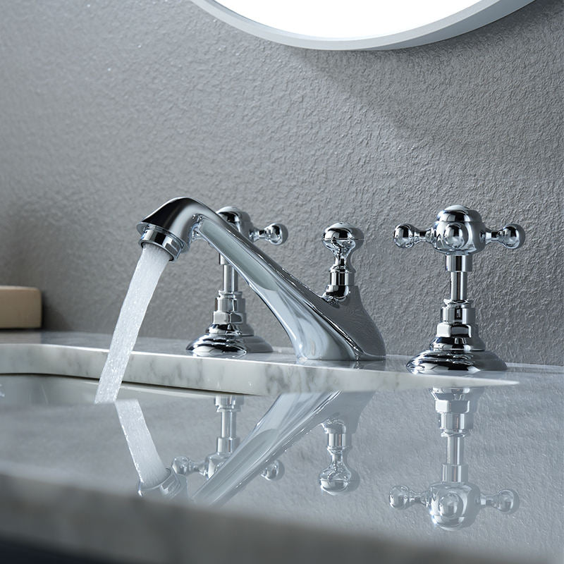 Vintage Cross-Handle Brass Basin Tap