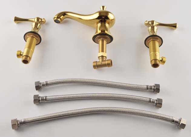 Antique Gold Three-Hole Basin Tap Set