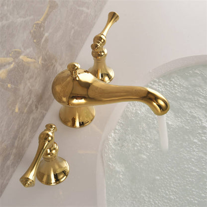 Antique Gold Three-Hole Basin Tap Set