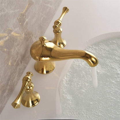 Antique Gold Three-Hole Basin Tap Set