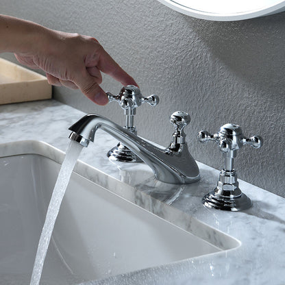 Vintage Cross-Handle Brass Basin Tap