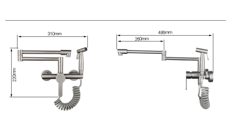 Wall-Mounted Nordic Pot Filler with Spray Function