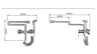 Wall-Mounted Nordic Pot Filler with Spray Function