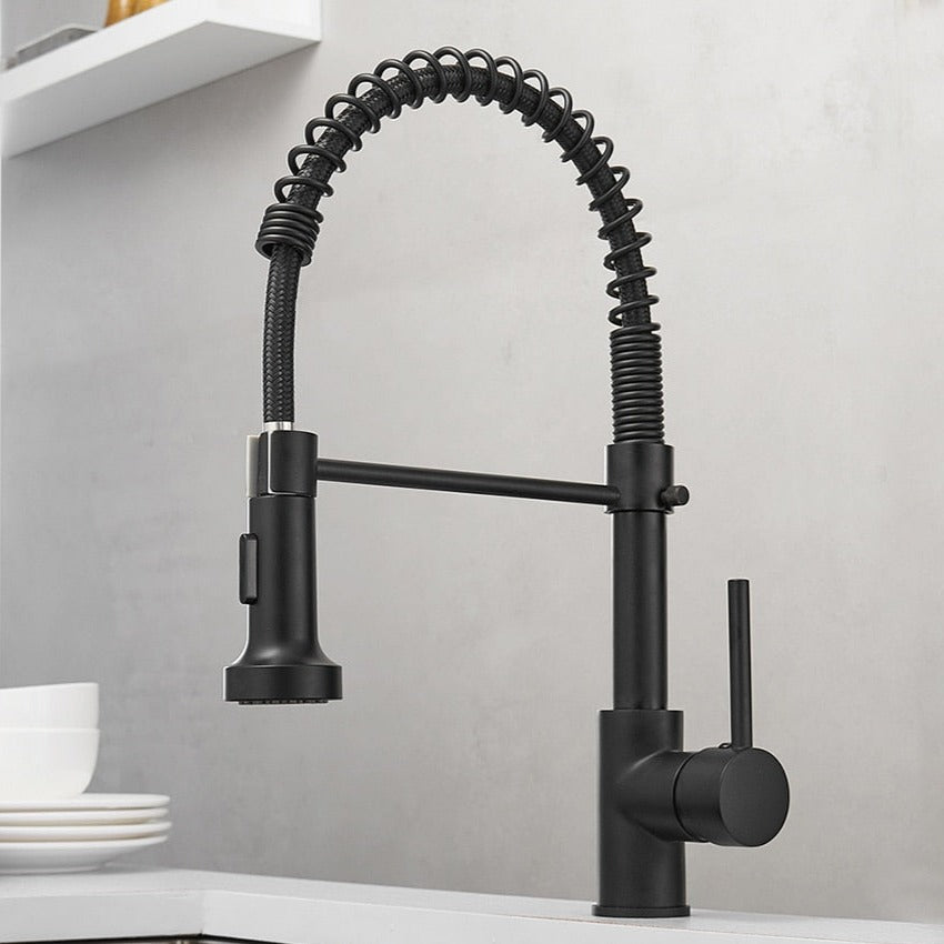 Modern Kitchen Faucet with Pull-Down Spring Sprayer