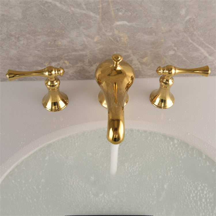 Antique Gold Three-Hole Basin Tap Set