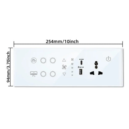 Nexora Minimalist Glass and ABS Smart Switch Socket