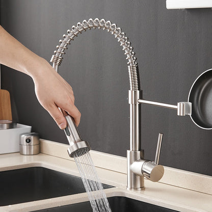 Modern Kitchen Faucet with Pull-Down Spring Sprayer