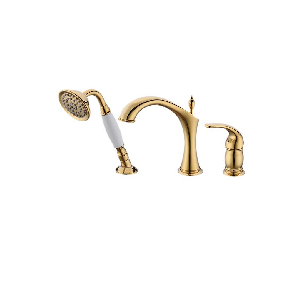 Brushed Gold Three-Handle Basin Mixer Tap Set