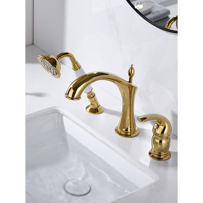 Brushed Gold Three-Handle Basin Mixer Tap Set