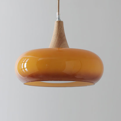 Modern Glass Wood Pendant Light