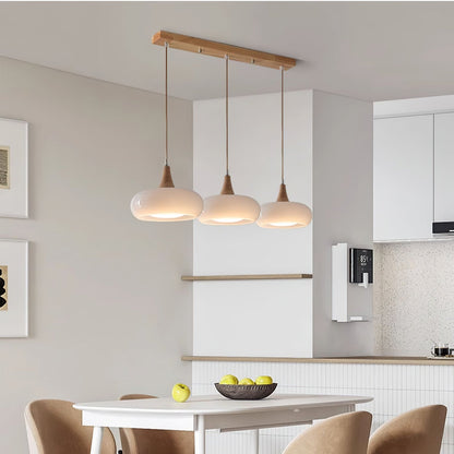 Modern Glass Wood Pendant Light