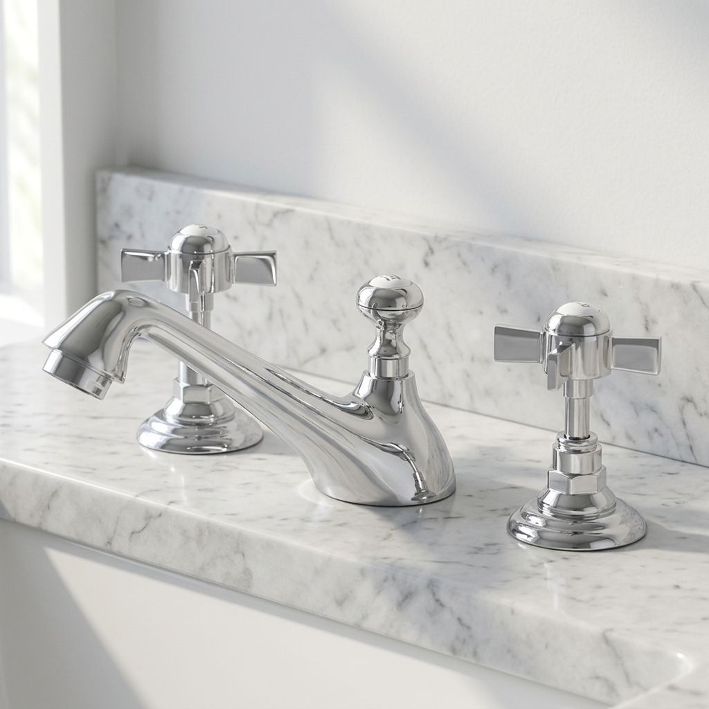 Vintage Cross-Handle Brass Basin Tap