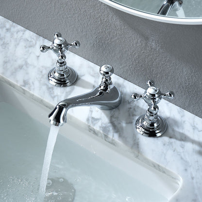 Vintage Cross-Handle Brass Basin Tap