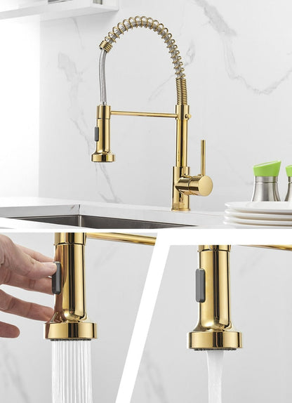Modern Kitchen Faucet with Pull-Down Spring Sprayer