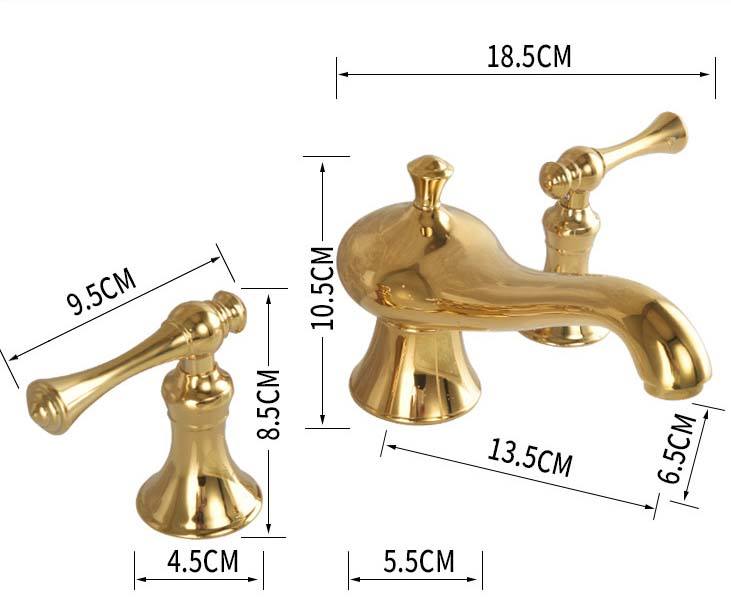 Antique Gold Three-Hole Basin Tap Set