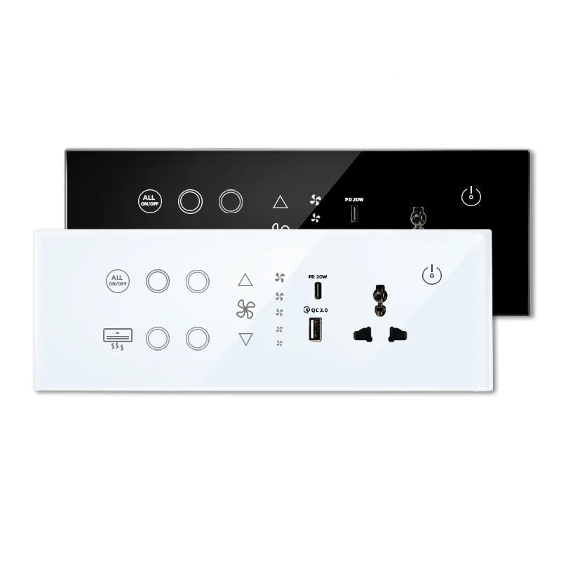 Nexora Minimalist Glass and ABS Smart Switch Socket
