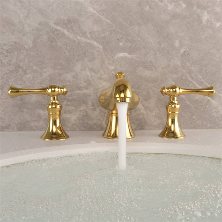 Antique Gold Three-Hole Basin Tap Set