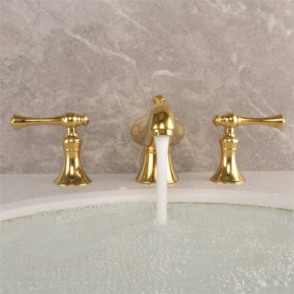 Antique Gold Three-Hole Basin Tap Set