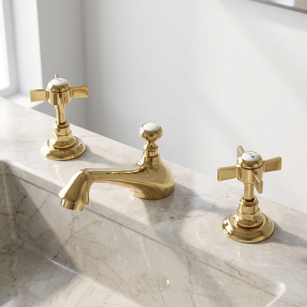 Vintage Cross-Handle Brass Basin Tap