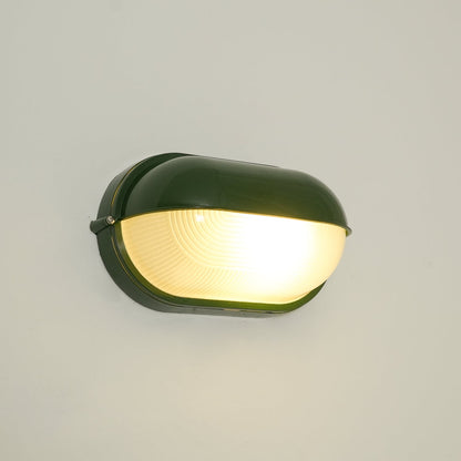 Industrial Outdoor Wall Lamp with Ribbed Glass