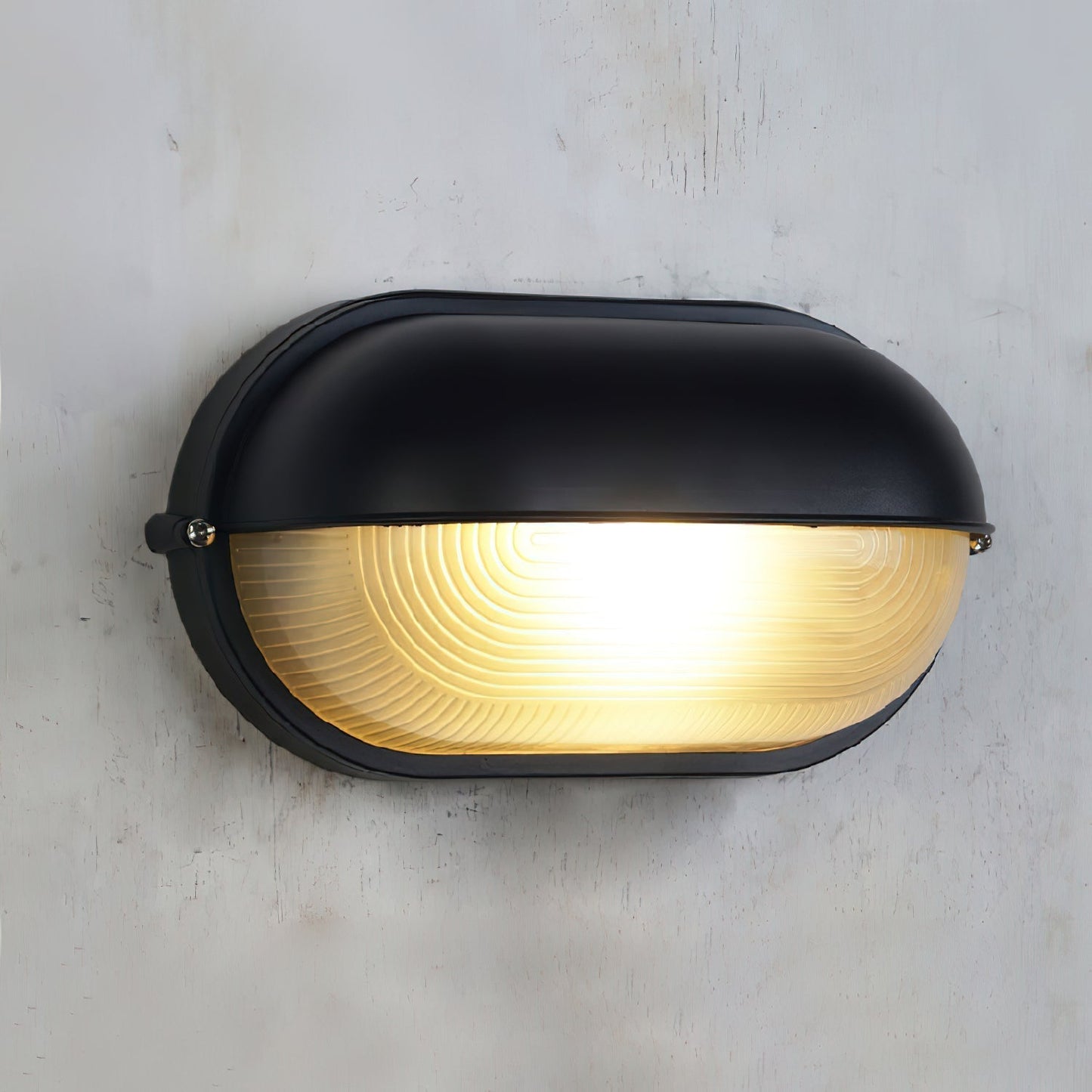 Industrial Outdoor Wall Lamp with Ribbed Glass